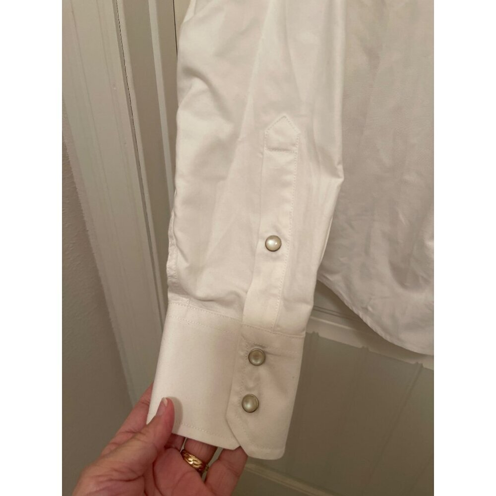 Vintage Banana Republic Western White Long Sleeve pearl Snap Men’s Shirt Sz Med - Picture 3 of 15